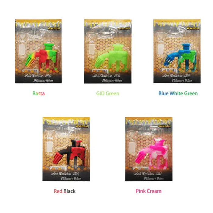 Waxmaid 4.96″ Silicone and Glass Ash Catcher Kit - (Color May Vary)-Hand Pipes, Rigs, & Bubblers