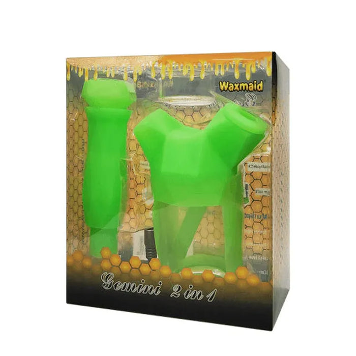 Waxmaid Gemini 2-IN-1 Water Pipe & Dab Straw Kit - Various Colors - (1 Count)-Hand Pipes, Rigs, & Bubblers