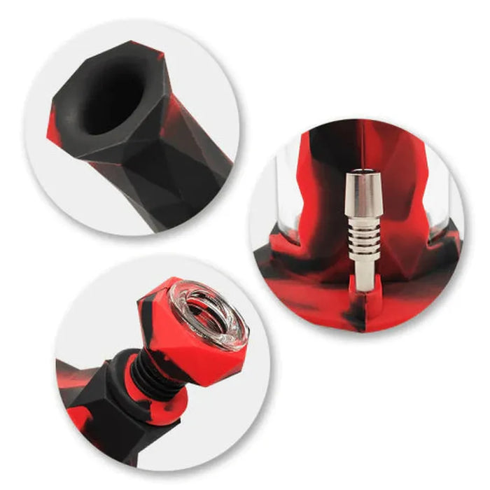 Waxmaid Gemini 2-IN-1 Water Pipe & Dab Straw Kit - Various Colors - (1 Count)-Hand Pipes, Rigs, & Bubblers