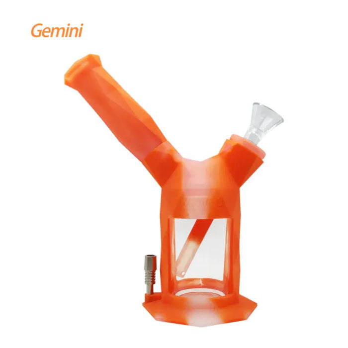 Waxmaid Gemini 2-IN-1 Water Pipe & Dab Straw Kit - Various Colors - (1 Count)-Hand Pipes, Rigs, & Bubblers