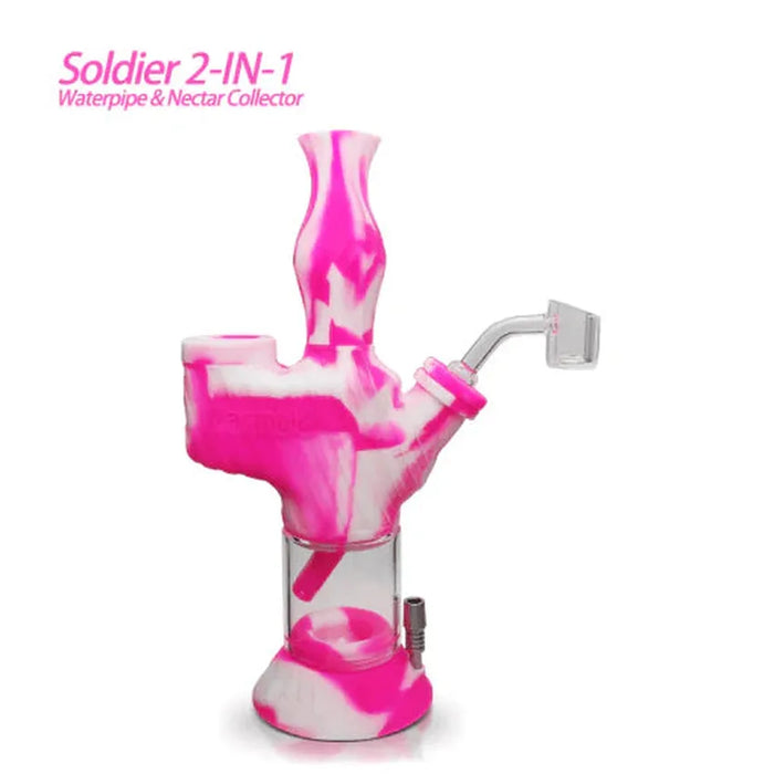 Waxmaid Soldier 2 in 1 Water Pipe & Dab Straw - Color May Vary - (1 Count)-Hand Pipes, Rigs, & Bubblers