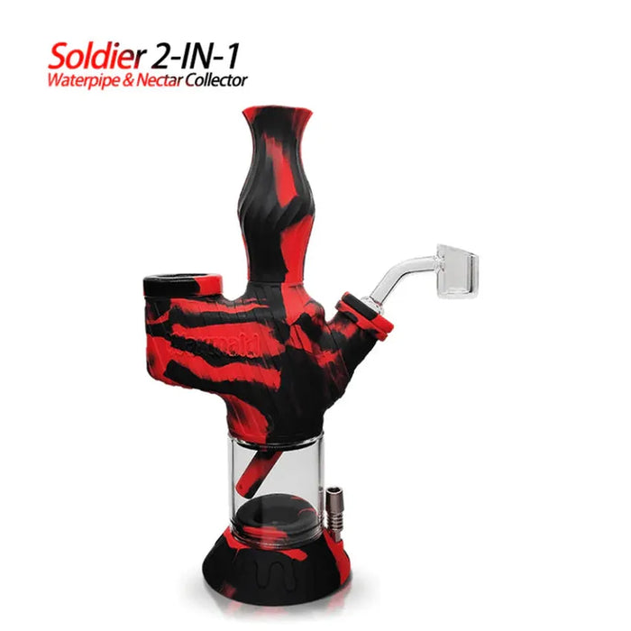 Waxmaid Soldier 2 in 1 Water Pipe & Dab Straw - Color May Vary - (1 Count)-Hand Pipes, Rigs, & Bubblers