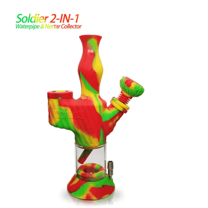 Waxmaid Soldier 2 in 1 Water Pipe & Dab Straw - Color May Vary - (1 Count)-Hand Pipes, Rigs, & Bubblers