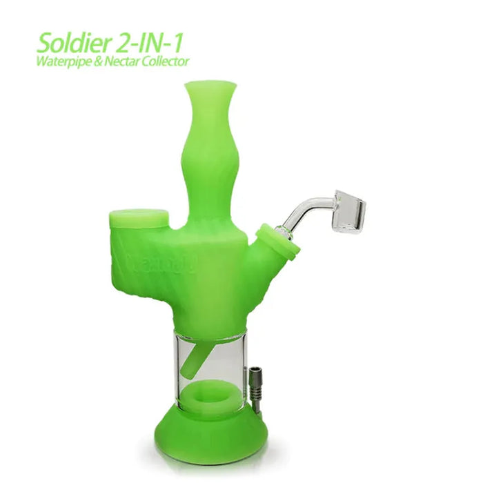 Waxmaid Soldier 2 in 1 Water Pipe & Dab Straw - Various Colors - (1 Count)-Hand Pipes, Rigs, & Bubblers