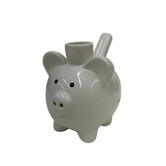 White Piggy Ceramic Pipe - (1 Count)-Hand Pipes, Rigs, & Bubblers