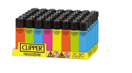 Clipper Neon Solid Refillable Lighter - (48 Count Display)-