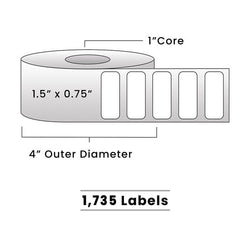 Zebra Direct Thermal Labels - Metrc Label - 1" x 0.75" - 1" Core / 4" Outer Diameter - (1,670 Labels Per Roll)-Stock Labels