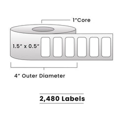 Zebra Direct Thermal Labels - Metrc Label - 1.5" x 0.5" - 1" Core / 4" Outer Diameter - (2,480 Labels Per Roll)-Stock Labels
