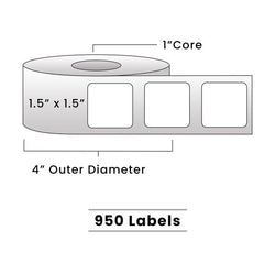 Zebra Direct Thermal Labels - Metrc Label - 1.5" x 1.5" - 1" Core / 4" Outer Diameter - (950 Labels Per Roll)-Stock Labels