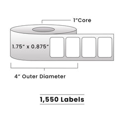Zebra Direct Thermal Labels - Metrc Label - 1.75" x 0.875" - 1" Core / 4" Outer Diameter - (1,480 Labels Per Roll)-Stock Labels