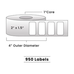 Zebra Direct Thermal Labels - Metrc Label - 2" x 1.5" - 1" Core / 4" Outer Diameter - (950 Labels Per Roll)-Stock Labels