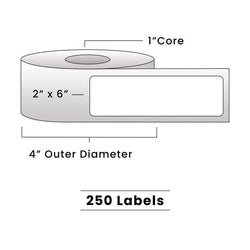 Zebra Direct Thermal Labels - Metrc Label - 2" x 6" - 1" Core / 4" Outer Diameter - (270 Labels Per Roll)-Stock Labels