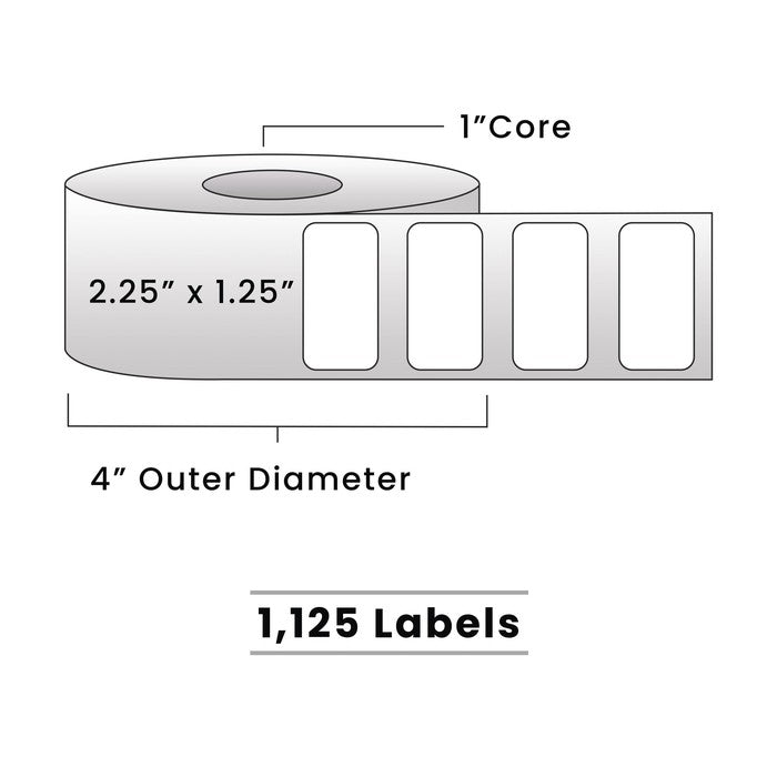 Zebra Direct Thermal Labels - Metrc Label- 2.25" x 1.25" - 1" Core / 4" Outer Diameter - (1,110 Labels Per Roll)-Stock Labels