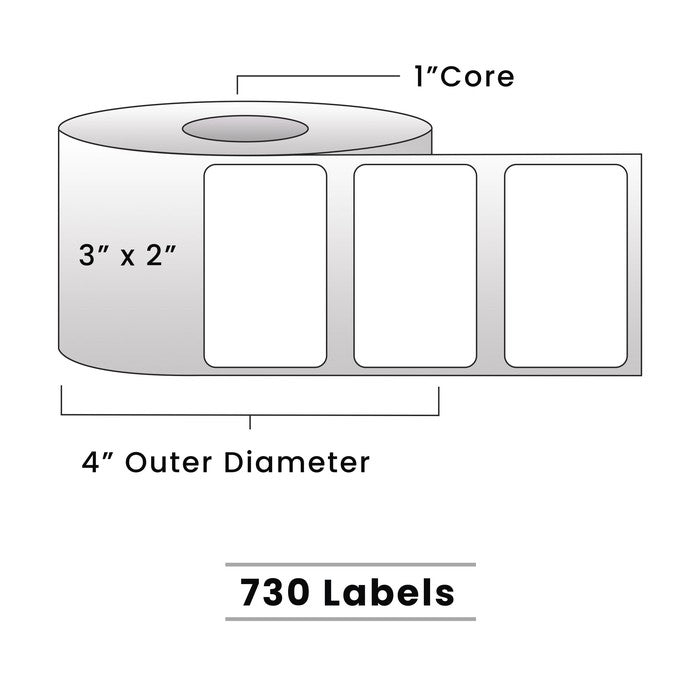 Zebra Direct Thermal Labels - Metrc Label - 3" x 2" - 1" Core / 4" Outer Diameter - (740 Labels Per Roll)-Stock Labels