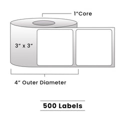 Zebra Direct Thermal Labels - Metrc Label - 3" x 3" - 1" Core / 4" Outer Diameter - (510 Labels Per Roll)-Stock Labels