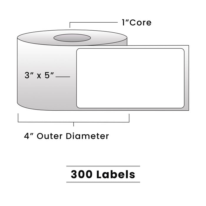 Zebra Direct Thermal Labels - Metrc Label - 3" x 5" - 1" Core / 4" Outer Diameter - (320 Labels Per Roll)-Stock Labels