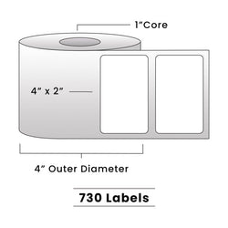 Zebra Direct Thermal Labels - Metrc Label - 4" x 2" - 1" Core / 4" Outer Diameter - (740 Labels Per Roll)-Stock Labels