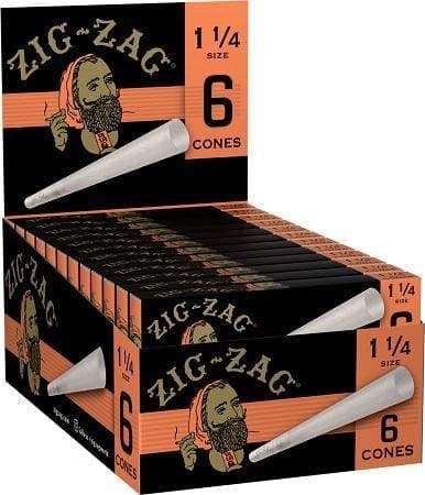 Zig-Zag 1 1/4" Cones - 6 Per Pack - (24 Count Display)-Papers and Cones