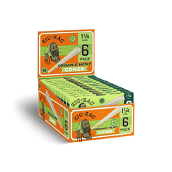Zig-Zag - 1 1/4 Organic Hemp Cones - 6pk - (24 Per Display)-Papers and Cones