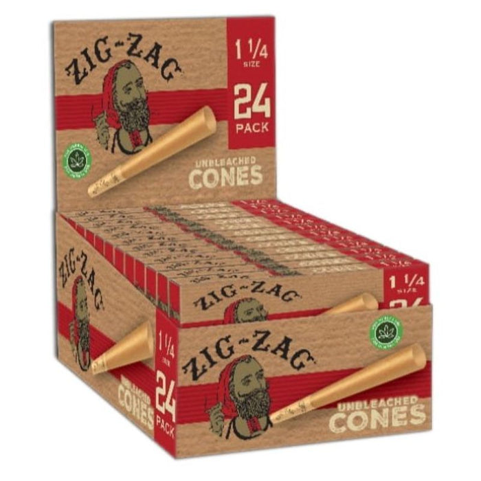 Zig-Zag 1 1/4 Unbleached Cones 24 Per Pack - (12 Count Per Bulk Cones Display)-Papers and Cones