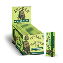 Zig-Zag Combo Pack - 1 1/4 Organic Hemp Rolling Papers And Tips Carton - (24 Per Display)-Papers and Cones