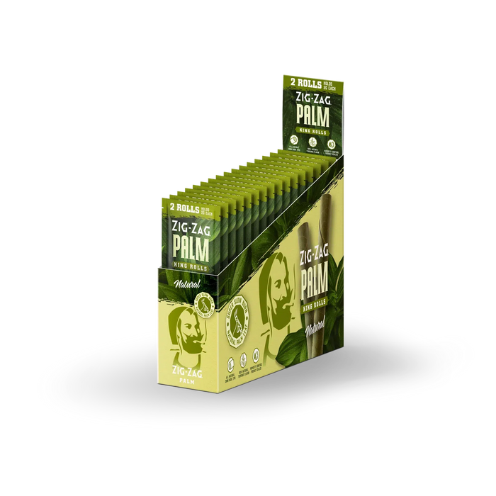 Zig-Zag King Size Palm Rolls - Natural - 5 Rolls Per Pack - (10 Packs Per Display)-Papers and Cones