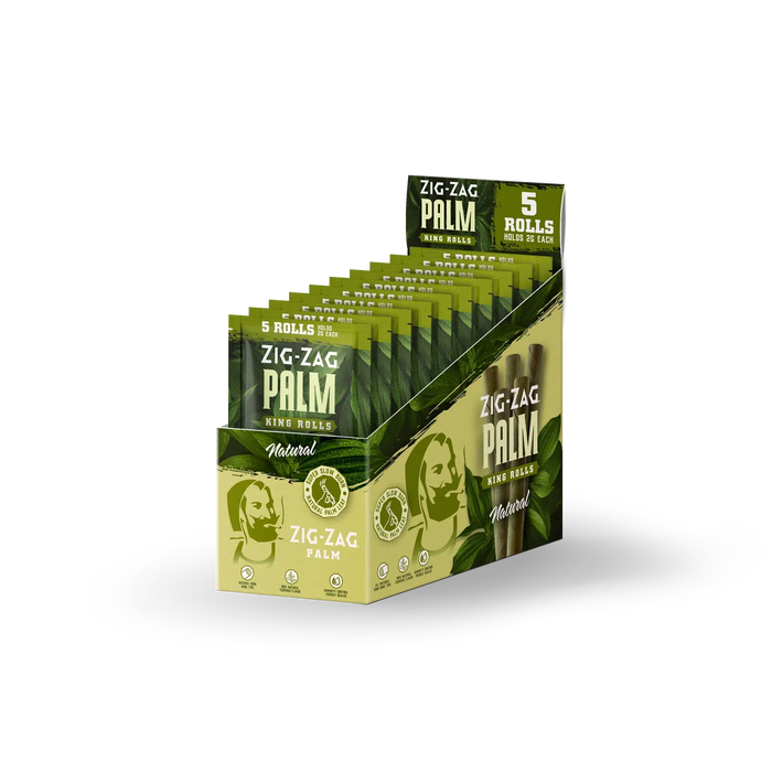 Zig-Zag King Size Palm Rolls - Natural - 5 Rolls Per Pack - (10 Packs Per Display)-Papers and Cones