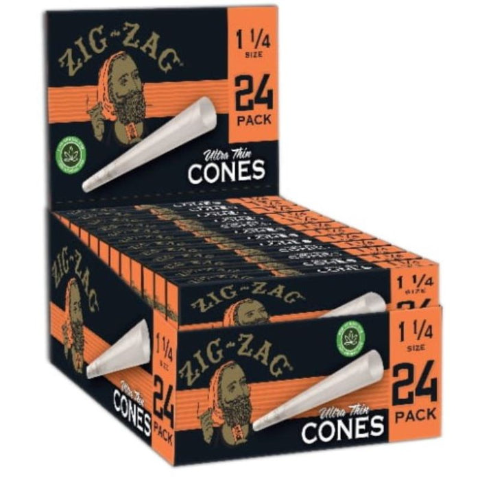 Zig-Zag Ultra Thin 1 1/4 Cones - 24 Cones Per Pack - (12 Count Bulk Cones Display)-Papers and Cones