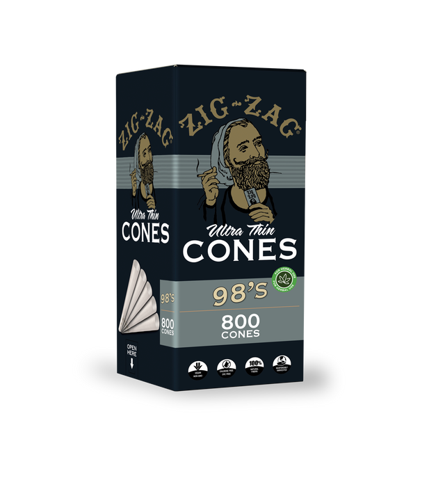 Zig-Zag Ultra-Thin 98MM Size Bulk Cones - (800 Cones Per Bulk Box)-Papers and Cones