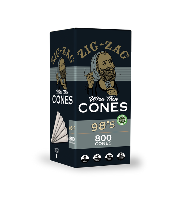 Zig-Zag Ultra-Thin 98MM Size Bulk Cones - (800 Cones Per Bulk Cones Box)-Papers and Cones