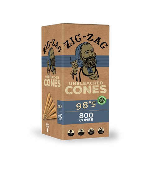 Zig-Zag Unbleached 98MM Size Bulk Cones - (800 Cones Per Bulk Box)-Papers and Cones