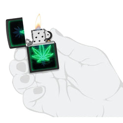 ZIPPO Black Light Gleaming Leaf Design Lighter - (1 Count)-Lighters and Torches