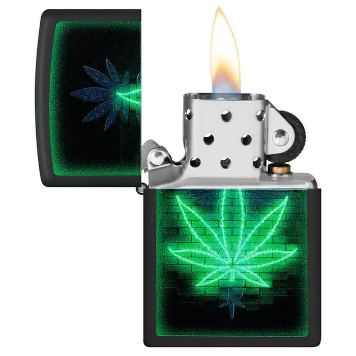 ZIPPO Black Light Gleaming Leaf Design Lighter - (1 Count)-Lighters and Torches