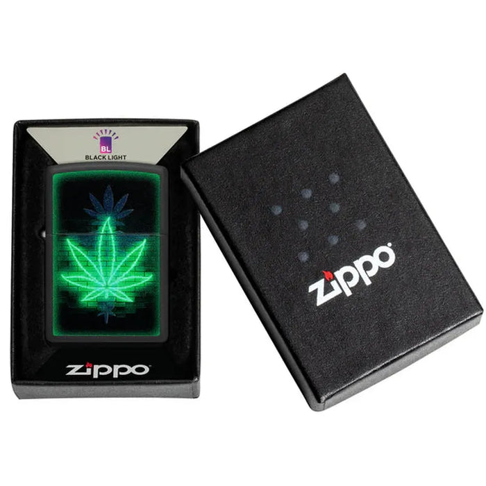 ZIPPO Black Light Gleaming Leaf Design Lighter - (1 Count)-Lighters and Torches