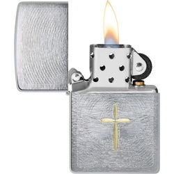 ZIPPO Cross Brushed Chrome Lighter - (1 Count)-Lighters and Torches