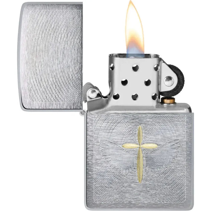 ZIPPO Cross Brushed Chrome Lighter - (1 Count)-Lighters and Torches