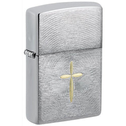 ZIPPO Cross Brushed Chrome Lighter - (1 Count)-Lighters and Torches