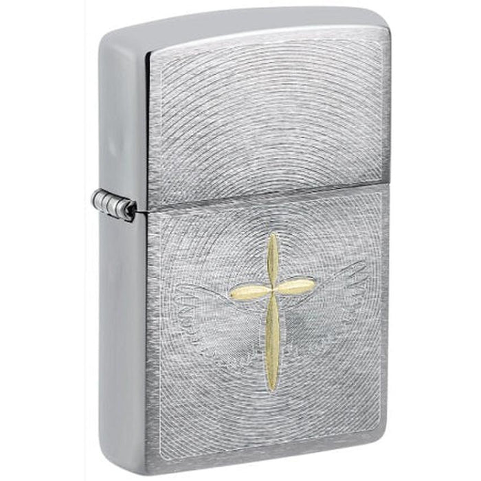 ZIPPO Cross Brushed Chrome Lighter - (1 Count)-Lighters and Torches