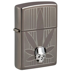 ZIPPO Leaf and Skull Black Ice Lighter - (1 Count)-Lighters and Torches