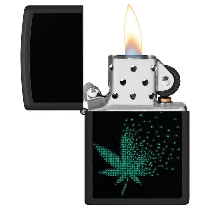 ZIPPO Pixel Leaf Design Lighter Black Matte - (1 Count)-Lighters and Torches