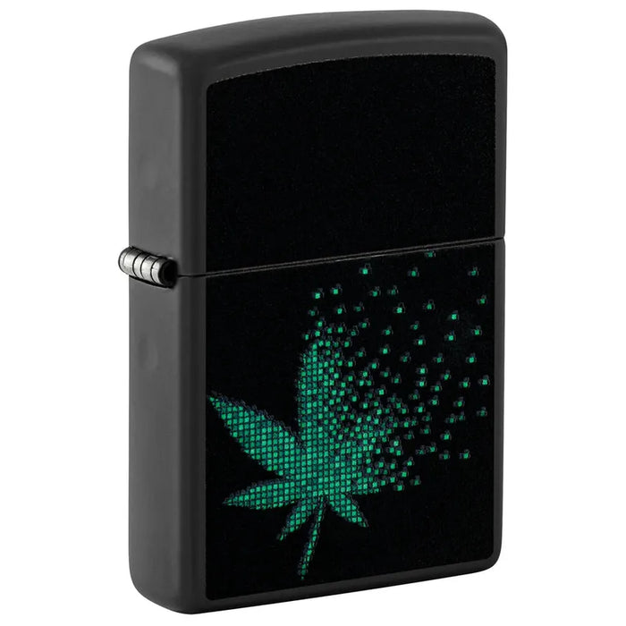 ZIPPO Pixel Leaf Design Lighter Black Matte - (1 Count)-Lighters and Torches
