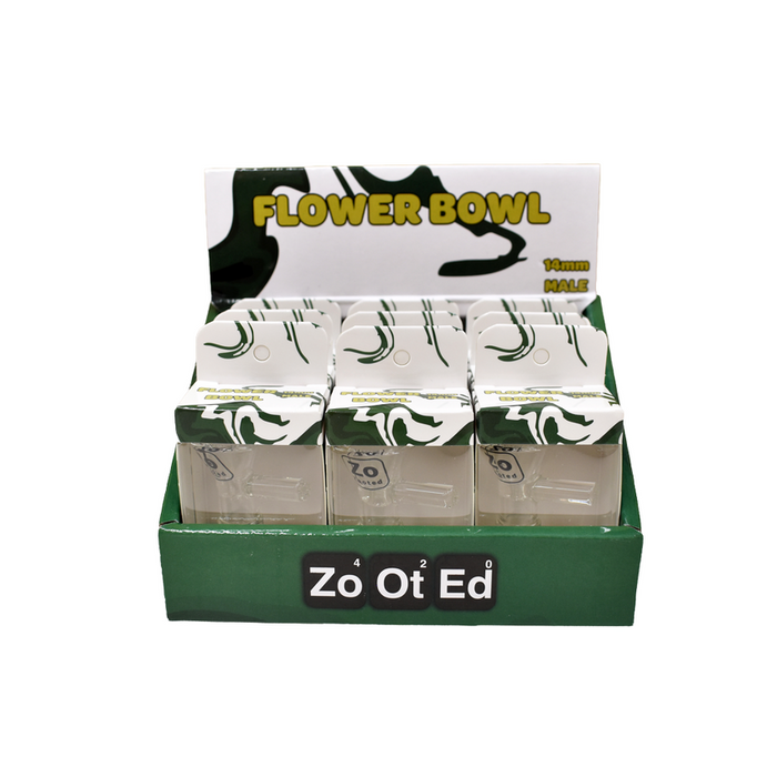 Zooted Brandz - 14mm Male Glass Bowl - (9 Count Display)-Hand Pipes, Rigs, & Bubblers
