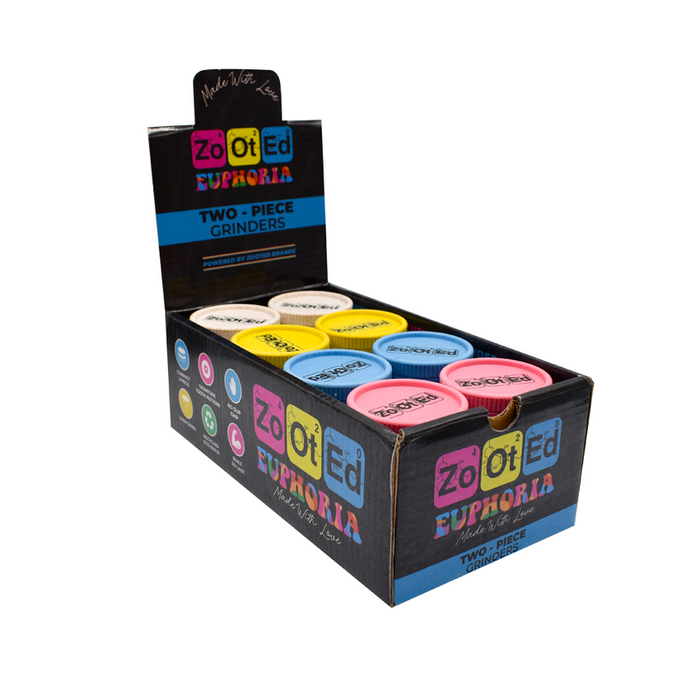 Zooted Brandz Biodegradable Hemp 50mm 2 Part Grinder - Various Colors - 24 Count Display-Grinders