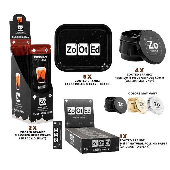 Zooted Brandz Flower Counter Starter Kit for Medium size C-Stores, Gas Stations or Smoke Shops!-Papers and Cones