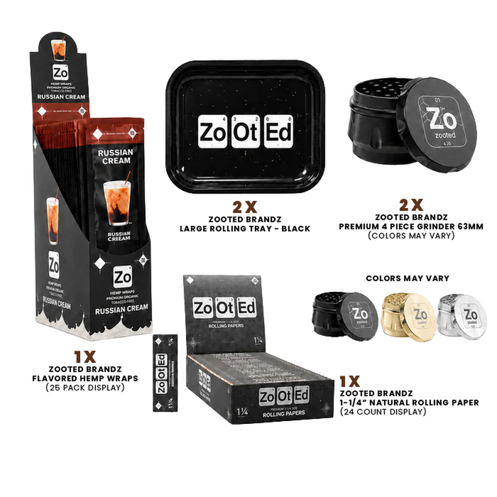 Zooted Brandz Impulse Buy Counter Kit Perfect for Smaller C-Stores, Gas Stations or Smoke Shops!-Papers and Cones