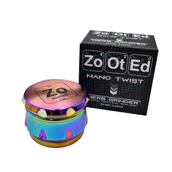 Zooted Iridescent Twist Herb Grinder - Rainbow - 63mm - (1 Count, 5 Count, OR 10 Count)-Grinders