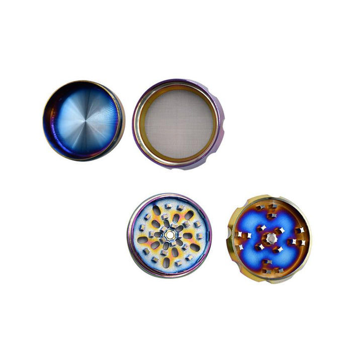 Zooted Iridescent Twist Herb Grinder - Rainbow - 63mm - (1 Count, 5 Count, OR 10 Count)-Grinders