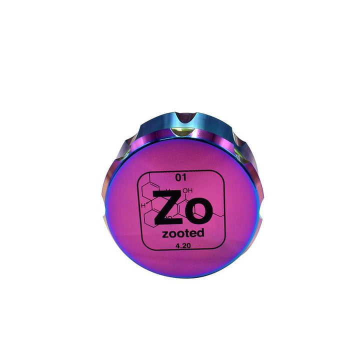 Zooted Iridescent Twist Herb Grinder - Rainbow - 63mm - (1 Count, 5 Count, OR 10 Count)-Grinders