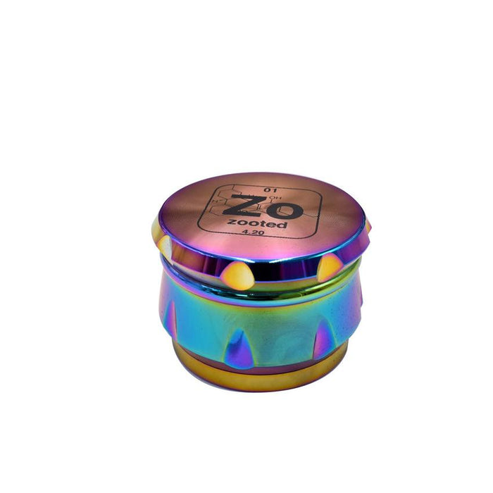 Zooted Iridescent Twist Herb Grinder - Rainbow - 63mm - (1 Count, 5 Count, OR 10 Count)-Grinders