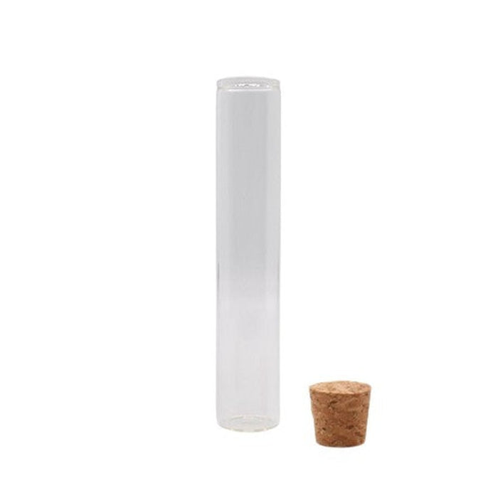 116mm Clear Glass Blunt Tube w/ Wood Cork - (100 Count)-Joint Tubes & Blunt Tubes